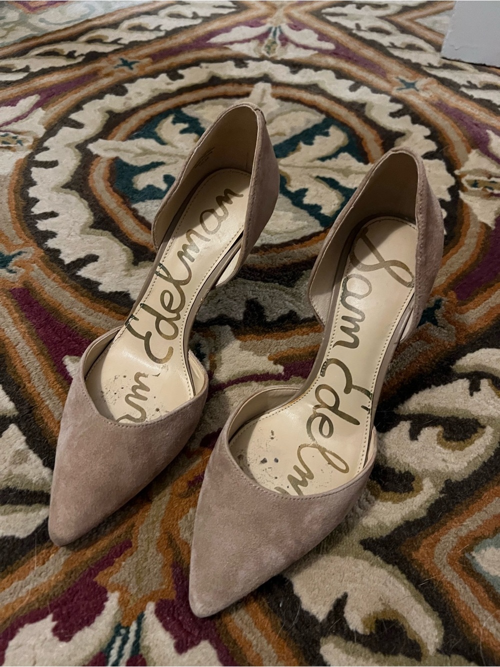 Sam Edelman Taupe Suede Tesla Pointed Pumps